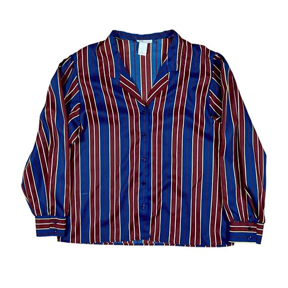 Vintage Levi Strauss Blouse Women's Sz L Multicolor Striped Button Up 90s - Picture 1 of 6